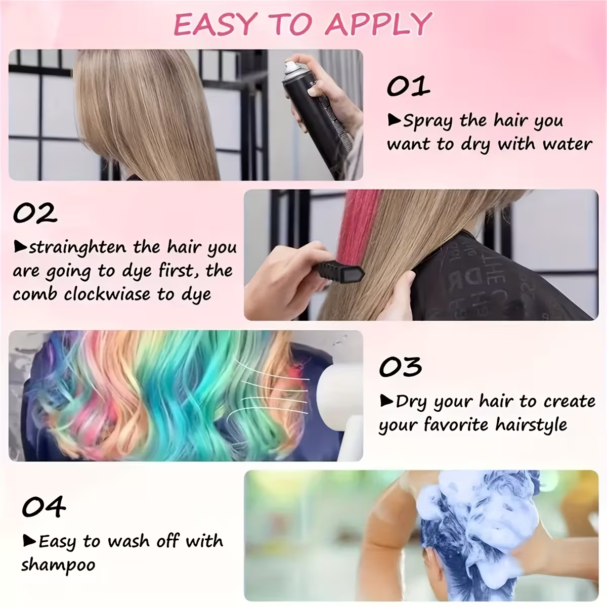 10-Color Hair Chalk Set - Aurabasics Temporary Hair Dye Combs