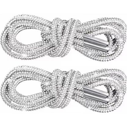 Glittering Rhinestone Shoe Laces - 4 Pack Metal Loop Decorative Laces for Sneakers, Boots & Hoodies
