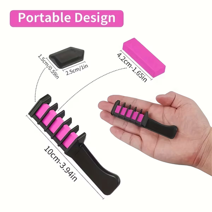 10-Color Hair Chalk Set - Aurabasics Temporary Hair Dye Combs
