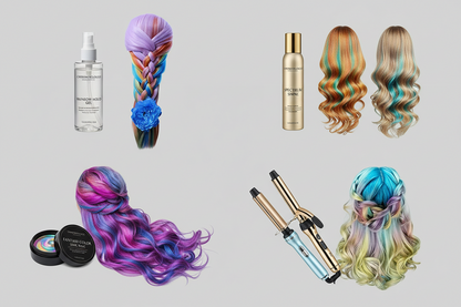 10-Color Hair Chalk Set - Aurabasics Temporary Hair Dye Combs