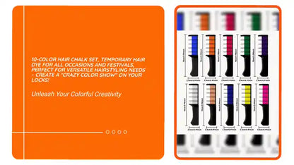 10-Color Hair Chalk Set, Temporary Hair Dye for All Occasions and Festivals, Perfect for Versatile Hairstyling Needs &ndash; Create a "Crazy Color Show" on Your Locks! by@Outfy